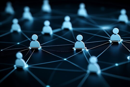 Social network concept with glowing connections and user icons for global communication - Powered by Adobe