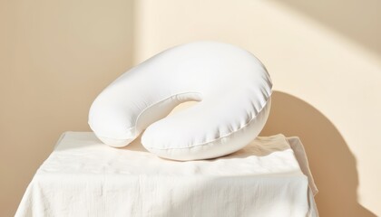 Nursing pillow on a soft cloth in natural light setting  