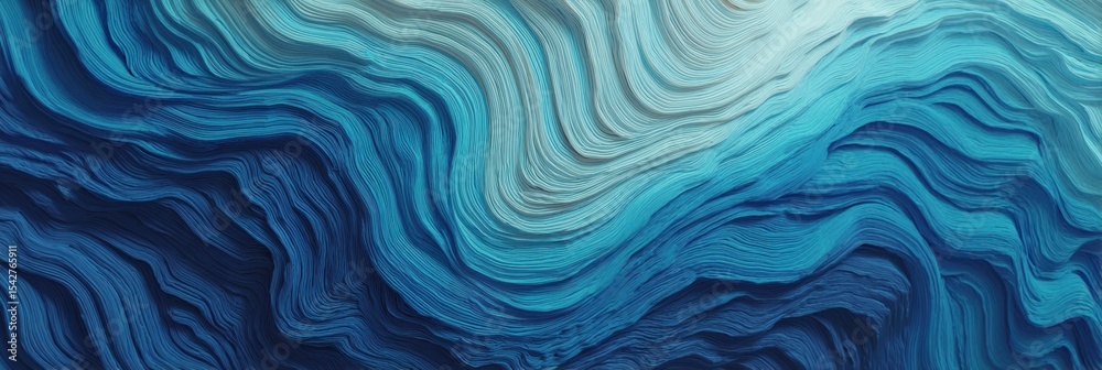 Aufkleber Deep Blue Waves Undulate in Layered Textures, Creating a Serene and Slow-Motion Effect That Evokes Tranquility and Depth