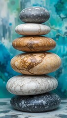 Balanced Beauty: Smooth Stones on Serene Backdrop