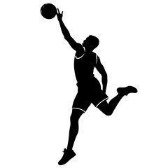 Silhouette of a basketball player dunking ball perfect for sports vector artwork