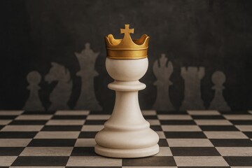 Pawn with Crown: A Symbol of Strategy, Leadership, and Potential for Transformation in the Game of Chess, Representing Power