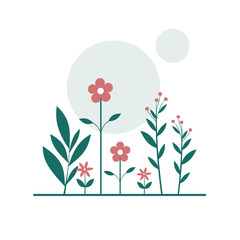 Naklejka premium Windflowers Vector Illustration – Minimal Flat Design of Spring Wildflowers