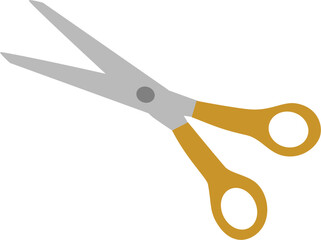 Simple Illustration of Scissors with Gold Handles