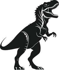 Detailed Tyrannosaurus Rex Silhouette Roaring in Aggressive Pose