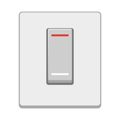 Isolated Light Switch on a White Wall, Minimalist Design with Grey Toggle