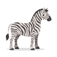 Naklejka premium Illustration of a zebra standing on a white background in cartoon style