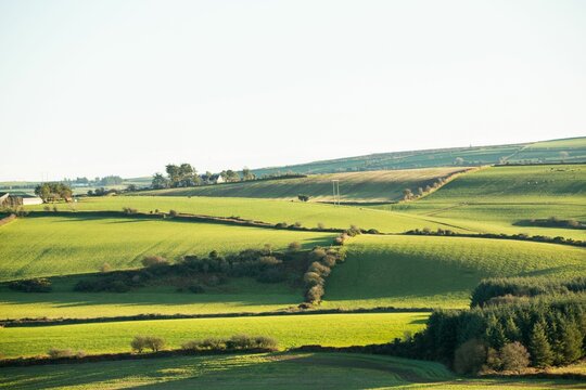 Fototapeta Scenic landscape with green hills