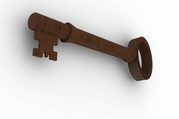 Digitally generated rusty old key