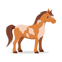 Illustration of a Horse Standing Sideways with Brown and White Coloring