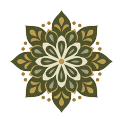 Abstract flower olive green and gold