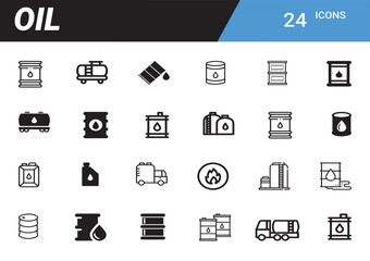 Oil Icon Set: A comprehensive collection of detailed oil icons, ideal for illustrating energy, industry, and transportation concepts.