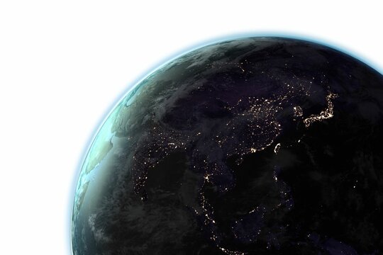 Fototapeta Digitally composite image of Earth