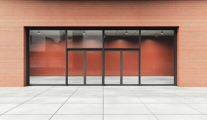 Empty retail storefront with brick facade