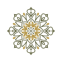 Green and Gold Floral Mandala Design