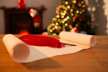 Christmas parchment on desk