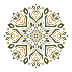 Floral Mandala Design in Gold and Green