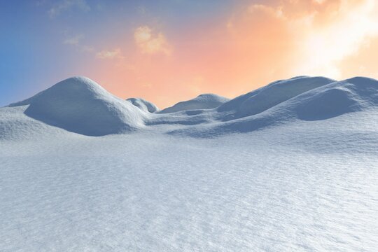 Fototapeta Digitally generated snowy land scape