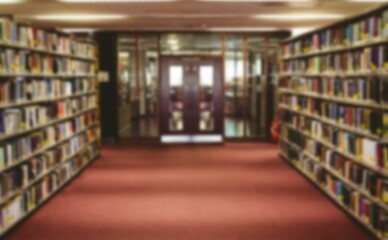 Various books on shelf in empty library