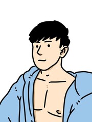 Fototapeta premium cartoon man in bathrobe