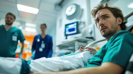 Obraz premium Emergency room with accident patient on stretcher