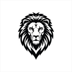 Majestic Lion Head Silhouette Vector Illustration – Bold and Detailed Design