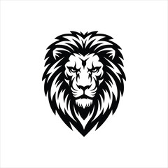 Obraz premium Majestic Lion Head Silhouette Vector Illustration – Bold and Detailed Design