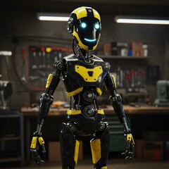 Naklejka premium Mechanized Curiosity: A Glimpse into the Future of AI