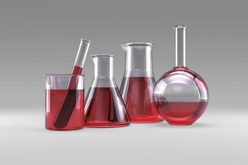Laboratory flask with chemical solutions