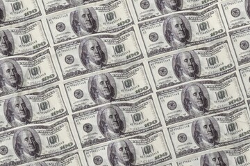 Digitally generated sheet of dollar bills