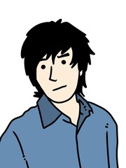 cartoon happy guy looking at camera