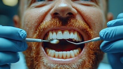 Close-up dental examination in clinic