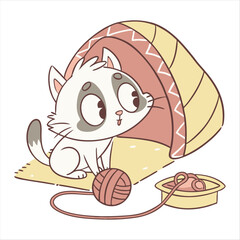 flat illustration of cute pleasant cat