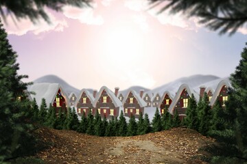 Digitally generated Cute village in the snow