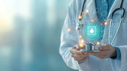 Health innovation in medicine hospital environment digital technology medical practice close-up view patient-centric solutions