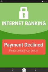 Internet banking text on green mobile display