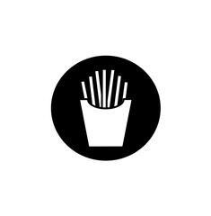 Black and white French Fries Icon – Takeaway Food Symbol