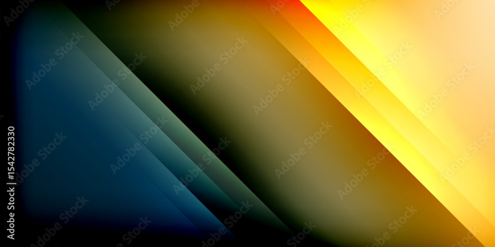 Aufkleber Abstract gradients dominate image. Diagonal lines create dynamic visual flow. Colors transition from blue to yellow, over black background.