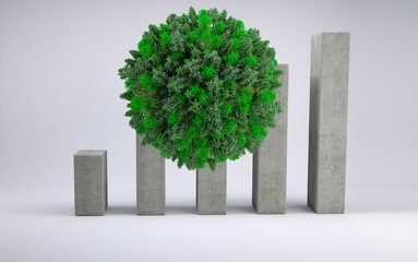 Ball with trees in front of statistic © vectorfusionart