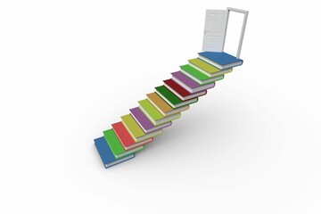 Obraz premium Steps made from books leading to open door