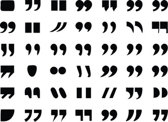 quote mark collection. black quotes icon set. Speech mark. inverted commas symbol. vector illustration