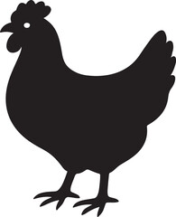 Black Silhouette of a Chicken Standing Profile View