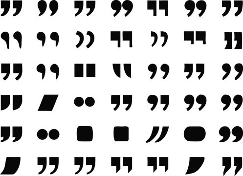 quote mark collection. black quotes icon set. Speech mark. inverted commas symbol. vector illustration