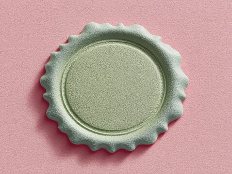 Minimalist embossed paper approval seal with serrated edges on pastel background for modern accreditation and verified excellence in branding and marketing - Powered by Adobe