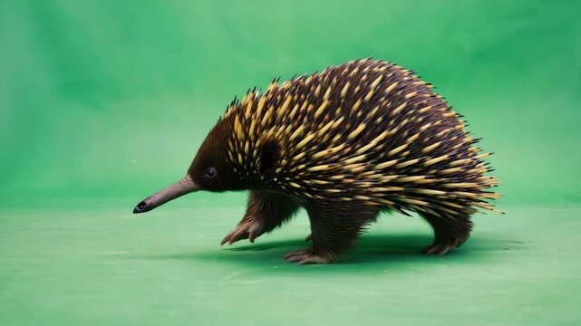 Unique encounter with an echidna exploring its habitat in a vibrant setting