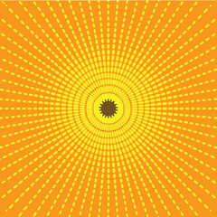 Abstract light yellow sun rays background with circle pattern, vector Illustration