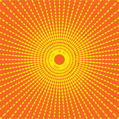 Abstract light yellow sun rays background with circle pattern, vector Illustration