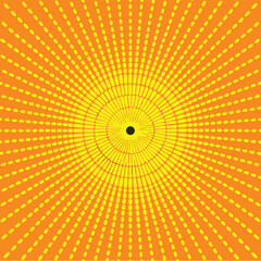 Fototapeta premium Abstract light yellow sun rays background with circle pattern, vector Illustration