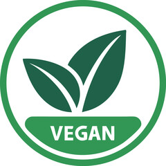 Green vegan logo leafs. vegan icon, Sign of vegetarian isolated on white background. Natural food business concept