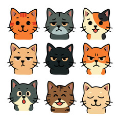 set of funny cats vector illustration